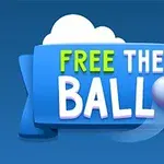 Biểu tượng với nền xanh và chữ Free the Ball màu trắng và xanh lá cây, cùng một quả bóng tím bên cạnh