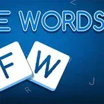 Chữ FREE WORDS màu xanh nổi bật trên nền xanh, kèm theo hai ô vuông có chữ F và W