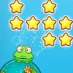 Hình ảnh có một con ếch bên dưới và các ngôi sao màu vàng phía trên trên nền xanh