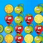 Hình ảnh các loại trái cây hoạt hình nhiều màu sắc với khuôn mặt vui vẻ trên nền xanh da trời