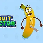 Một quả chuối hoạt hình thể hiện biểu cảm đau đớn với dao mổ và dòng chữ FRUIT DOCTOR trên nền xanh