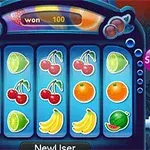 Các khối trái cây có khuôn mặt dễ thương và một nhân vật thú cưng với nền trời xanh