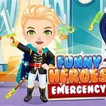 Hai nhân vật hoạt hình trong trang phục siêu anh hùng đầy màu sắc đứng cạnh nhau với nền là căn phòng sáng sủa