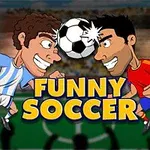 Hai nhân vật hoạt hình đối đầu nhau với bóng đá trên đầu, cùng chữ FUNNY SOCCER ở giữa