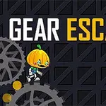 Nhân vật đầu bí ngô đứng trên bánh răng với nền tối và dòng chữ Gear Escape