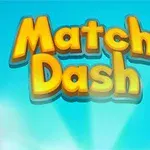 Văn bản Match Dash màu vàng nổi bật trên nền trời xanh với ánh sáng tỏa ra