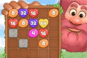 Bàn cờ với các viên kẹo có số và gương mặt nhân vật có bộ râu hồng