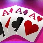 Bốn lá bài Át gồm bích, nhép, rô và cơ trên nền hồng