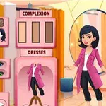 Giao diện thiết kế nhân vật hoạt hình với các tùy chọn thay đổi kiểu tóc, màu mắt, màu da, trang phục và giày dép