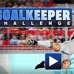 Thủ môn trong trang phục xám đang bay người cản phá bóng trước khung thành, có logo và chữ Goalkeeper Challenge ở góc trên
