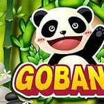 Gấu trúc đáng yêu giơ tay chào trên nền tre xanh với chữ GOBANG nổi bật