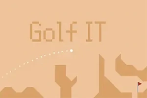 Tiêu đề Golf IT trên nền màu be với một quả bóng golf đang bay và đuôi chỉ đường, cùng cờ đích ở góc dưới bên phải