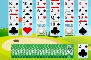 Bộ bài xếp hạng với các lá bài có hình ảnh mạnh mẽ, nền là một sân golf xanh mướt