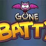 Hình ảnh có chữ Gone Batty với một con dơi hoạt hình màu hồng đang mỉm cười phía trên