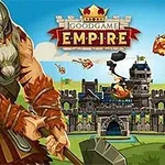 Goodgame Empire Một chiến binh Viking cầm rìu đứng trước lâu đài đang bị tấn công bằng đạn lửa