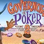 Nhân vật hoạt hình đội mũ cao bồi đang cầm bài poker, với dòng chữ lớn ở bên cạnh trên nền sa mạc