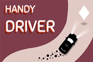 Xe ô tô màu đen đang chạy trên đường cong với dòng chữ Handy Driver bên trái