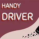 Xe ô tô màu đen đang chạy trên đường cong với dòng chữ Handy Driver bên trái