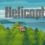 Helicopter Trực thăng nhỏ bay trên nền rừng xanh với chữ Helicopter phía trên