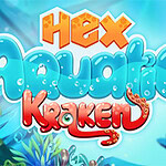Tiêu đề nổi bật với chữ Hex Aquatic Kraken trên nền đại dương với san hô và thực vật dưới nước