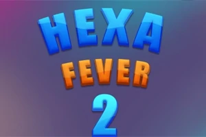 Dòng chữ HEXA FEVER 2 với chữ màu xanh và cam trên nền màu tím