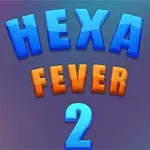 Dòng chữ HEXA FEVER 2 với chữ màu xanh và cam trên nền màu tím