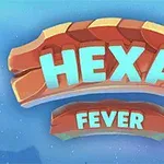 Hình ảnh có dòng chữ Hexa Fever với phông nền bầu trời xanh và các thanh ghép màu cam