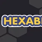 Chữ HEXABLE màu vàng nổi bật trên nền hình lục giác màu xám