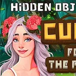 Một phụ nữ với mái tóc trắng, đội vòng hoa hồng, bên cạnh tiêu đề Hidden Objects: Cure for the Prince