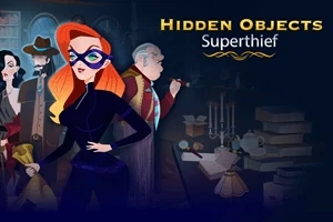 Một nhóm nhân vật hoạt hình, bao gồm một người phụ nữ đeo mặt nạ, đứng trong phòng chứa nhiều đồ vật và sách
