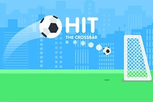 Hình ảnh có một quả bóng đá đang bay về phía khung thành trước nền tòa nhà thành phố