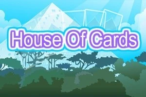 Dòng chữ House of Cards nổi bật trên nền cảnh rừng cây và hình ảnh một ngôi nhà bằng lá bài phía sau