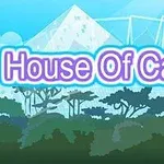 Dòng chữ House of Cards nổi bật trên nền cảnh rừng cây và hình ảnh một ngôi nhà bằng lá bài phía sau