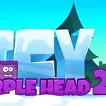Chữ ICY lớn bằng băng nổi lên trên nền màu xanh, bên dưới là dòng chữ PURPLE HEAD 2 màu tím, có cây thông ở phía xa
