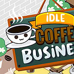 Biển hiệu màu xanh lá cây có hình cốc cà phê hoạt hình với dòng chữ Idle Coffee Business
