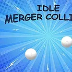 Hai quả cầu trắng bay trên nền xanh với tiêu đề Idle Merger Collider