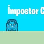Hình ảnh hiển thị một nhân vật cua màu xanh và một chiếc bánh burger, với chữ impostor Crab trên nền xanh da trời