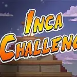 Văn bản màu vàng cam Inca Challenge trên nền hình ảnh kim tự tháp và bầu trời xanh, với các biểu tượng văn hóa Inca xung quanh