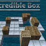Các khối hộp gỗ nằm trên một nền gạch vuông nhìn ra biển với dòng chữ Incredible Box phía trên