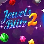 Nền màu tím với các viên đá quý nhiều màu sắc và chữ Jewels Blitz 2