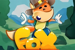 Một con cáo hoạt hình đội mũ và găng tay đứng trước chữ Fox lớn màu vàng với nền là cảnh núi xanh