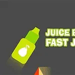 Hình ảnh chai nước ép màu xanh lá cây với biểu tượng trái lê và chữ Juice Bottle Fast Jumps trên nền xám