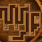 Hình ảnh của một mê cung nâu với các nút bấm đỏ và các biểu tượng hình học khác nhau