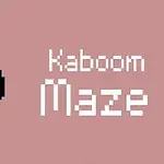Hình ảnh hiển thị một quả bom màu đen với bấc lòi ra bên cạnh chữ Kaboom Maze trên nền màu hồng