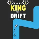 Xe ô tô màu đen đang drift trên con đường uốn lượn màu xanh với dòng chữ KING OF DRIFT bên trên
