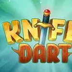 Chữ KNIFE DART nổi bật với hình ảnh một con dao giữa nền sáng tạo hiệu ứng