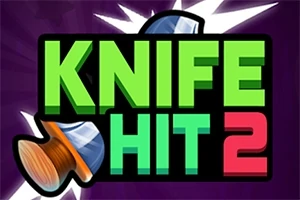 Hình ảnh có chữ KNIFE HIT 2 nổi bật với nền tối và một con dao bay phía sau