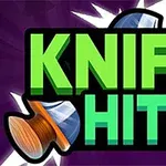 Hình ảnh có chữ KNIFE HIT 2 nổi bật với nền tối và một con dao bay phía sau