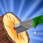 Một con dao xanh cắm vào khúc gỗ với tia sáng tỏa ra nền xanh