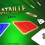 Hình ảnh có nền xanh lá cây với các lá bài rải xung quanh và tiêu đề La Bataille nổi bật ở giữa